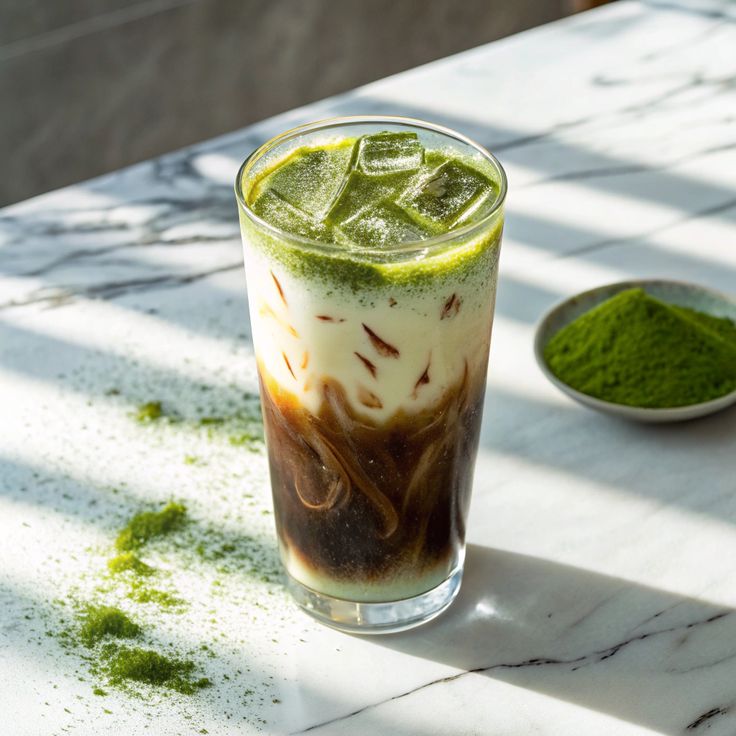 Marbled Dirty Matcha Latte