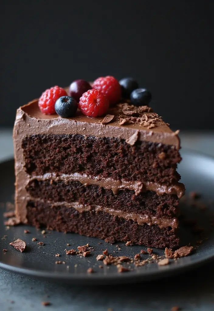 Decadent Triple Chocolate Berry Gateau